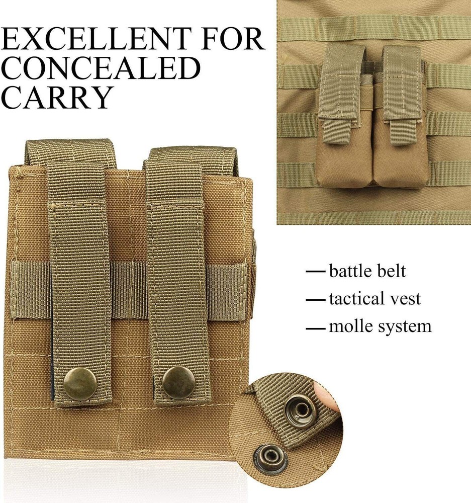 Tactical 9mm Magazine Pouch Molle Single/Double Stack Pistol Mag Bag Holder Case