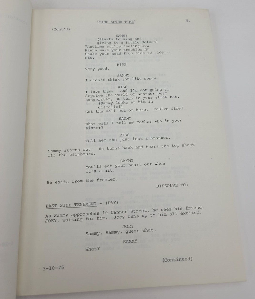 TIME AFTER TIME / Jack Rose 1975 Unproduced Screenplay Movie Script