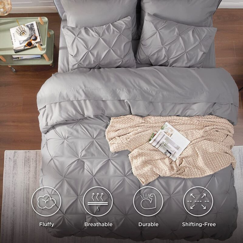 Bedsure King Size Comforter Set - Bedding 7 Pieces, King, Gray