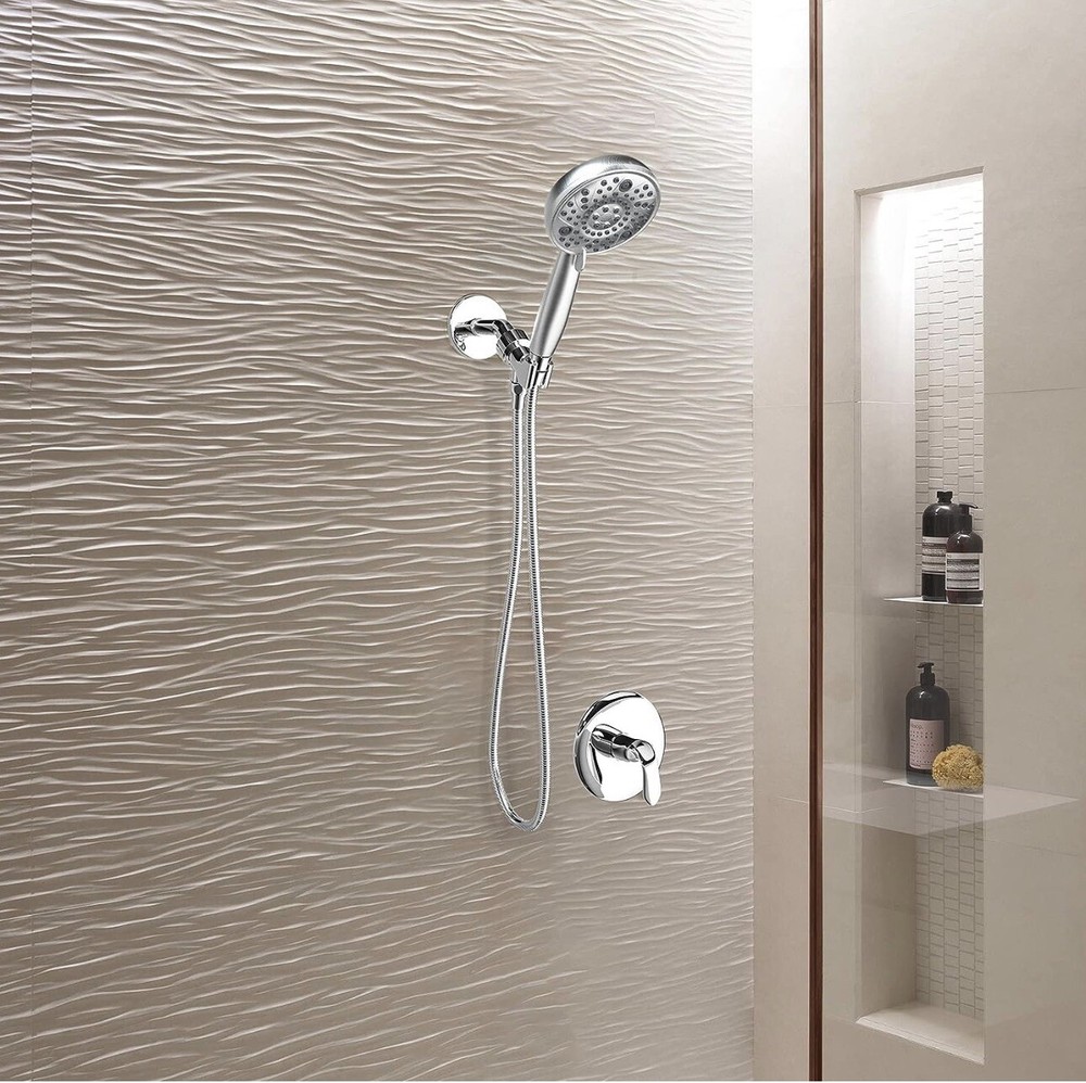 Vantency Shower Head with Handheld Chrome, 8 Functions Handheld Shower Head,5-in