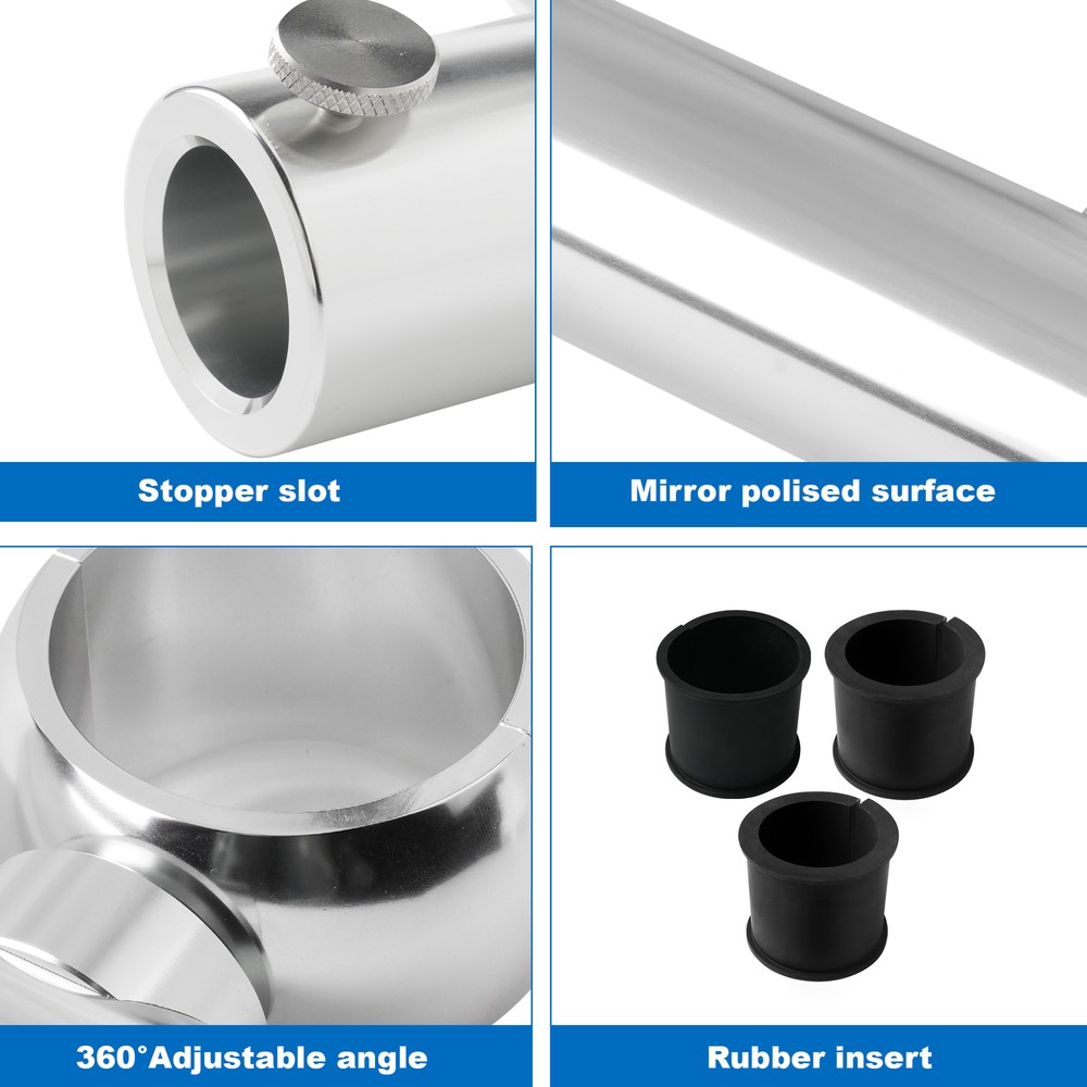Boat Flag Pole Bracket Kits Rail Mount without Drilling 360 Degree Adjustable