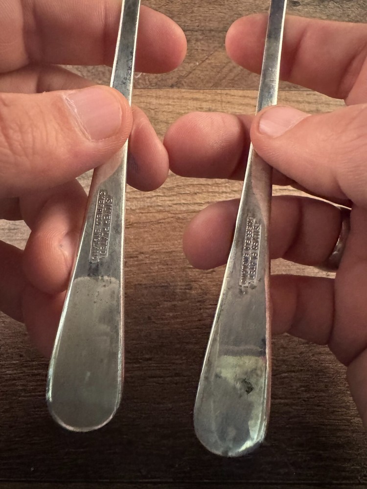 Sheffield Silverplated Salad Server Set Fork Spoon Rattail Pattern