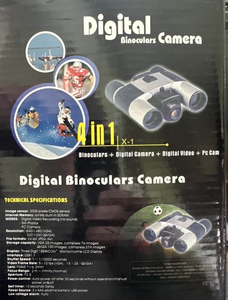 Digital Binoculars Camera 4-in-1 – Binoculars, Digital Camera, Video, PC Cam