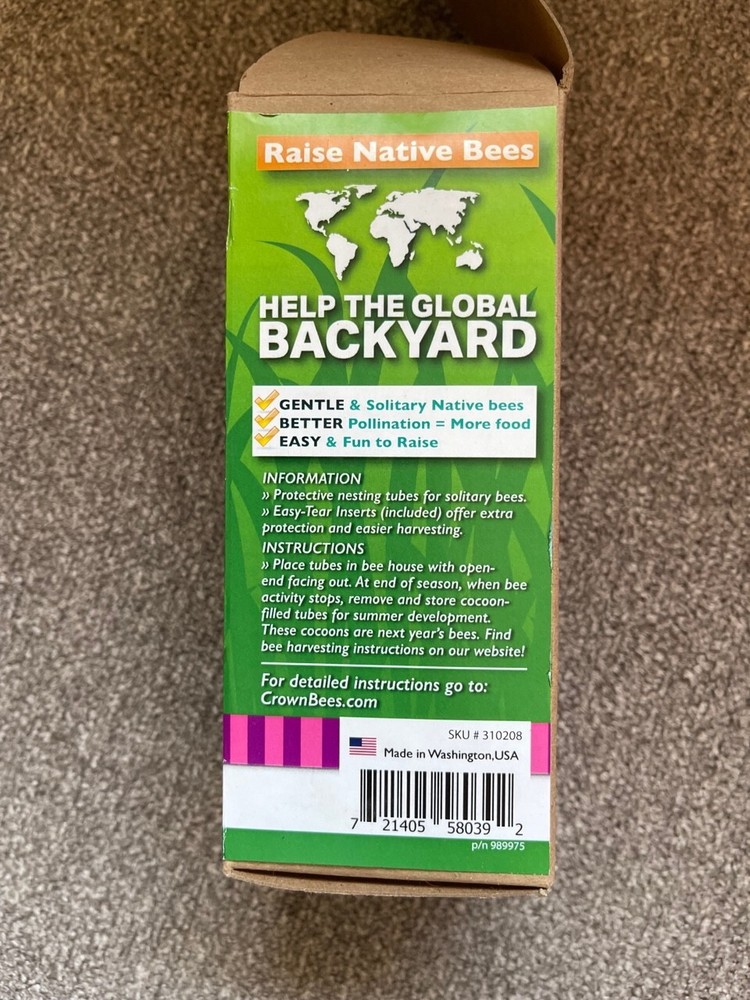 Bee Nesting Tube Refill Inserts Cardboard Basic 8MM 6" Over 500 Misc. CrownBee
