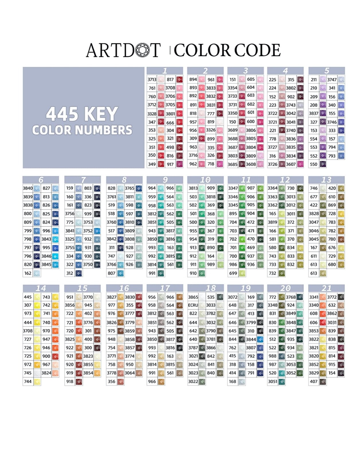 Diamond Painting Replacement Drills DMC/ArtDot 150-598 - Free Shipping with 4+