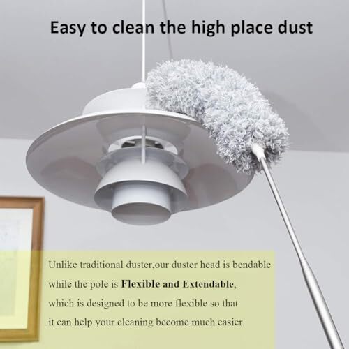 Microfiber Feather Duster Extendable Duster with 100 inches Extra Long Gray