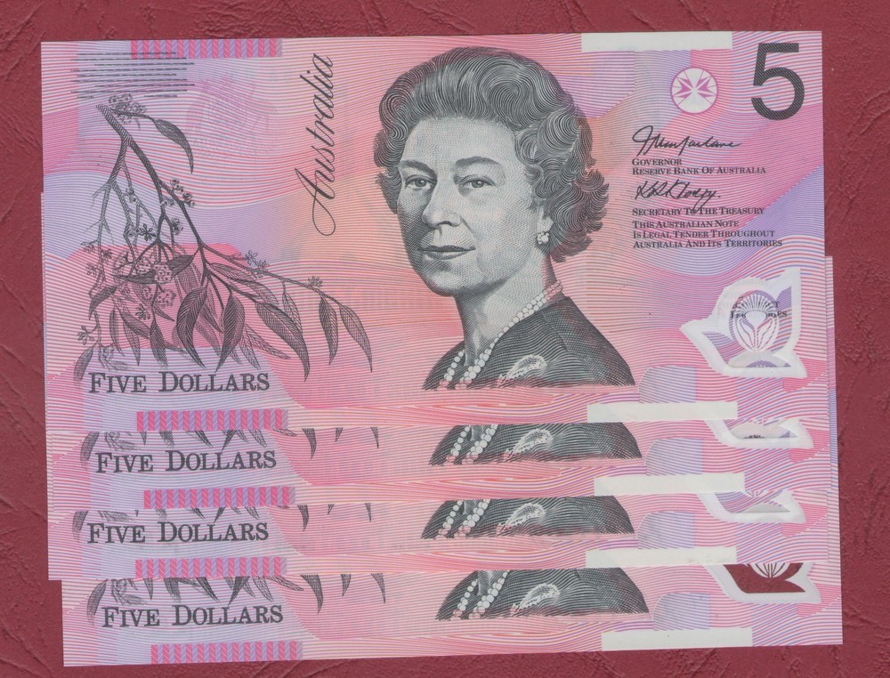 AUSTRALIAN BANKNOTE $5 Five Dollars 2002 FIRST PREFIX BA02 UNC