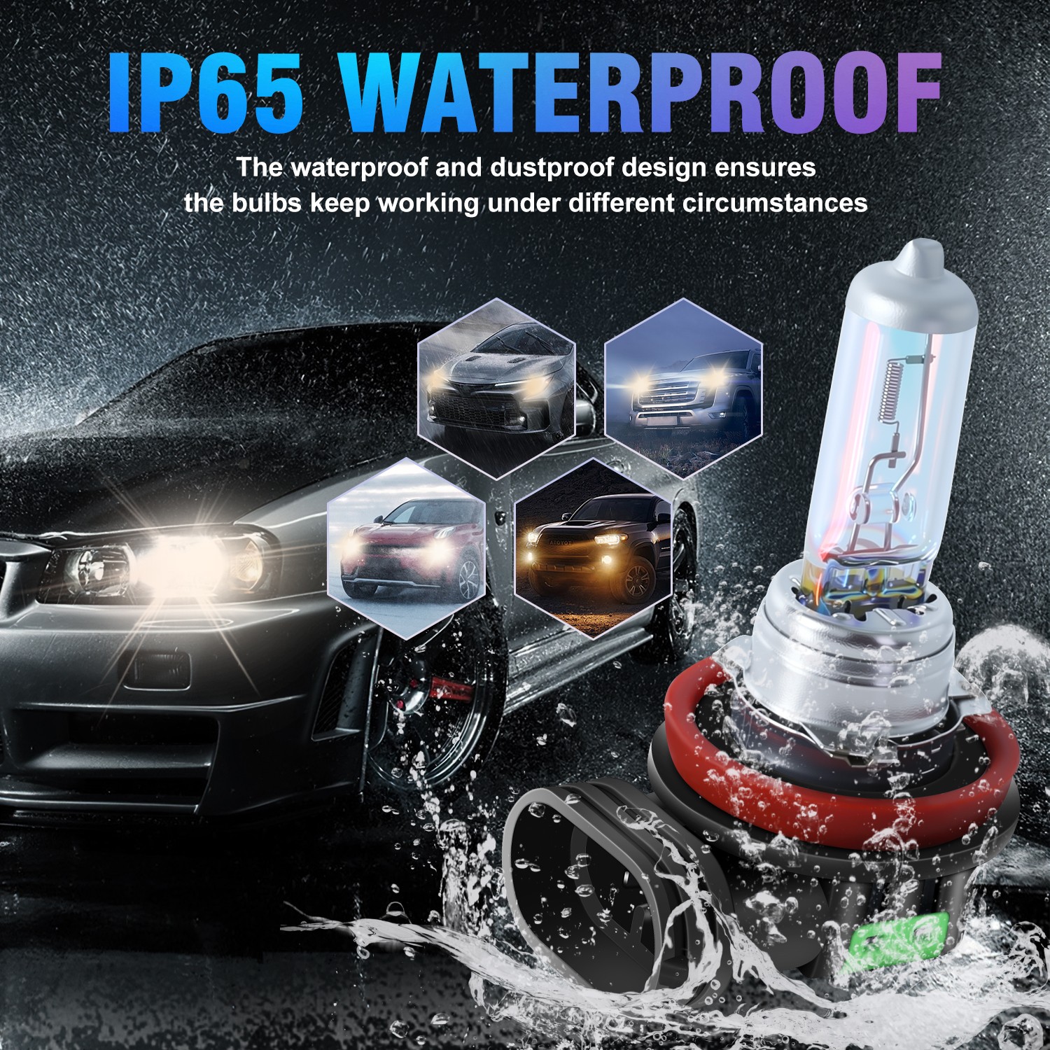 2X H11 Halogen Headlight Super Bright Bulbs Warm White High/Low Beam Replacement