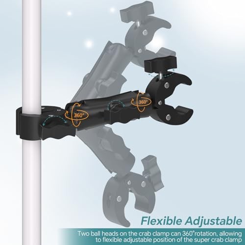 Super Double Clamp Mount Umbrella Camera Pole Clamp Holder,360° Magic Socket