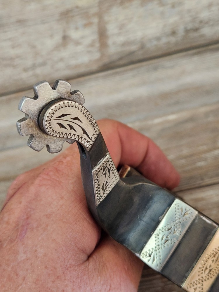 Silver Mounted Heavy Spurs Marked Double Mounted