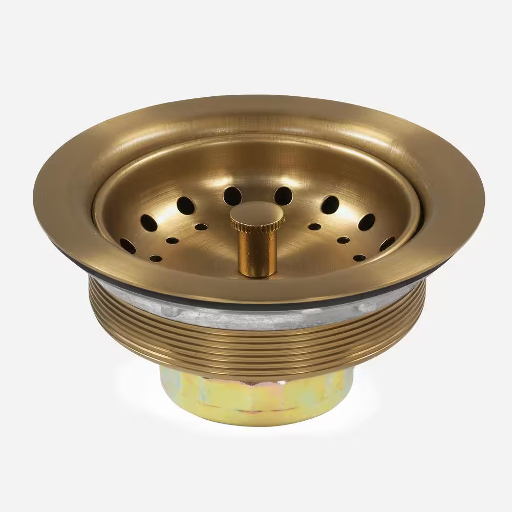 Fixed Post Kitchen Sink Strainer-Brushed with Gold Finish