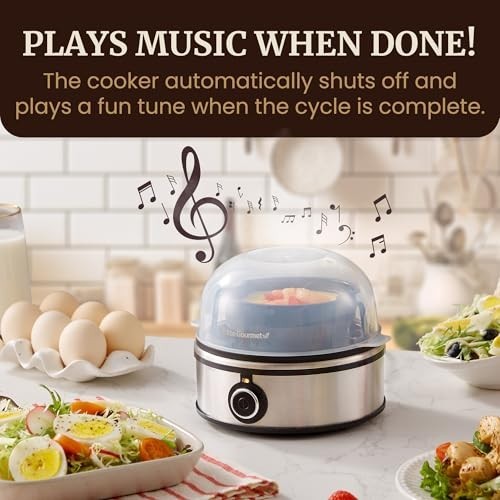 7-Egg Capacity Egg Cooker - Soft, Medium, Hard-Boiled, Omelets, Poached Eggs, Au