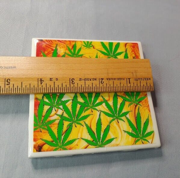 Pot Marijuana Leaf Ceramic Trivet Tile Ganja 420 Trivet