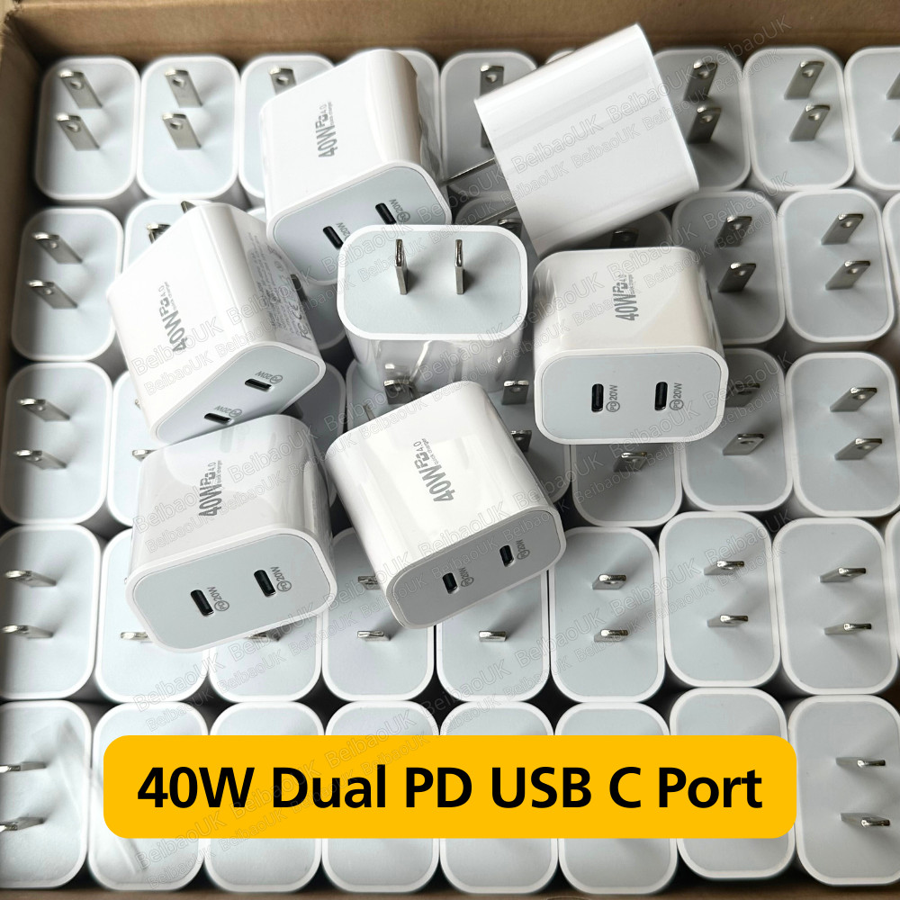 40W USB C Wall Charger Block Type C Fast Charging Cube Brick Box For iPhone Lot