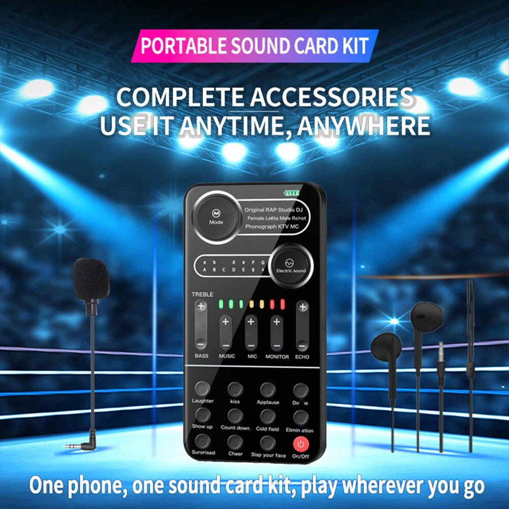 For Computer Sound Card Portable Mixer with Evading Function 13 Sound Modes