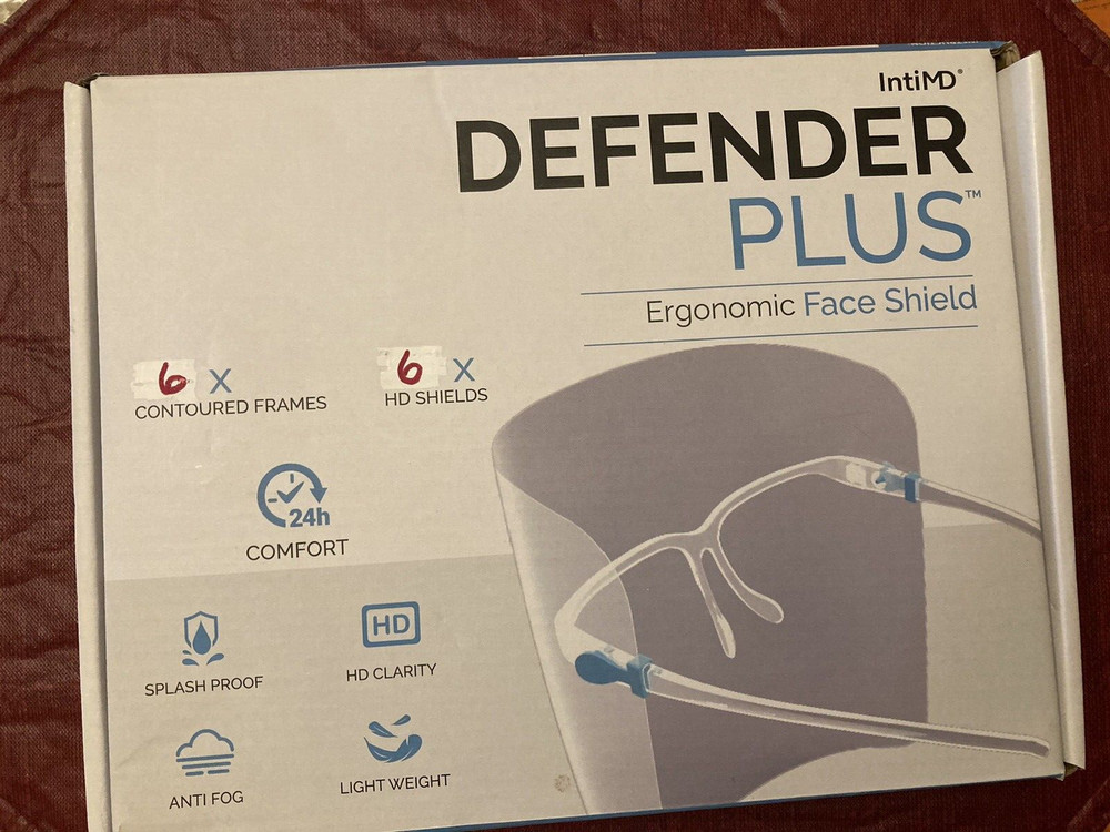 IntiMD Defender Plus Ergonomic Face Shield 6x ~Open Box