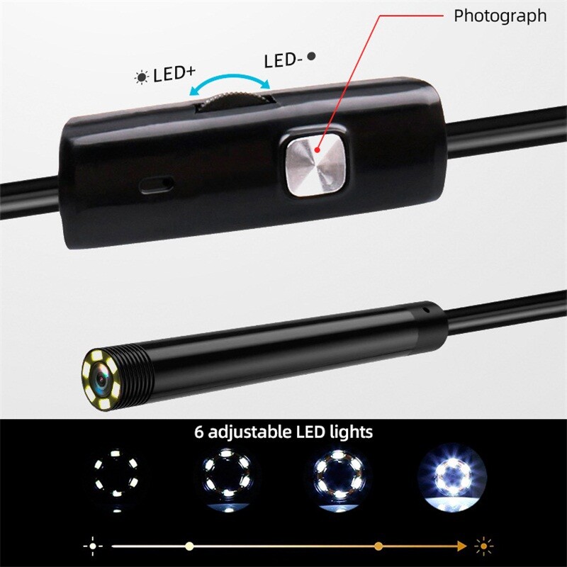 6LED USB Snake Endoscope Borescope HD Inspection Camera Scope For Android Type C