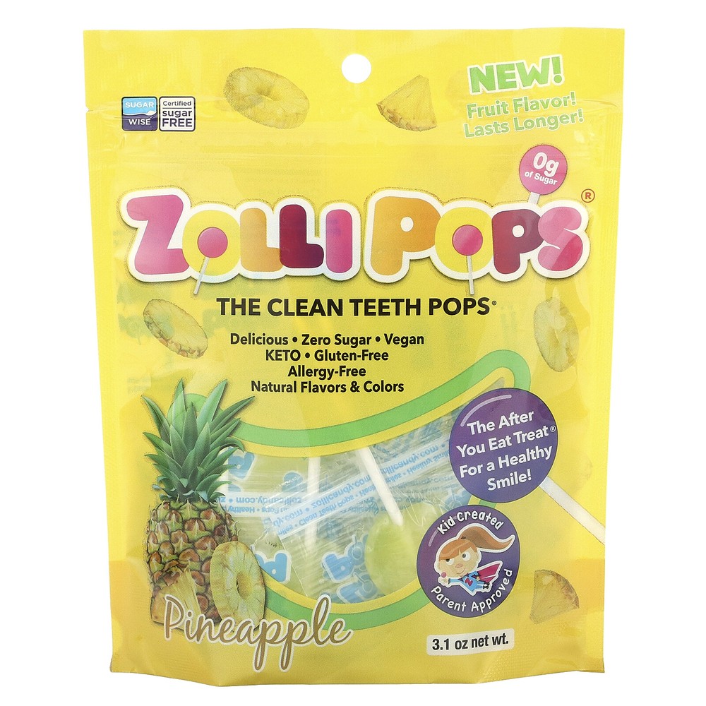 The Clean Teeth Pops, Pineapple, 3.1 oz