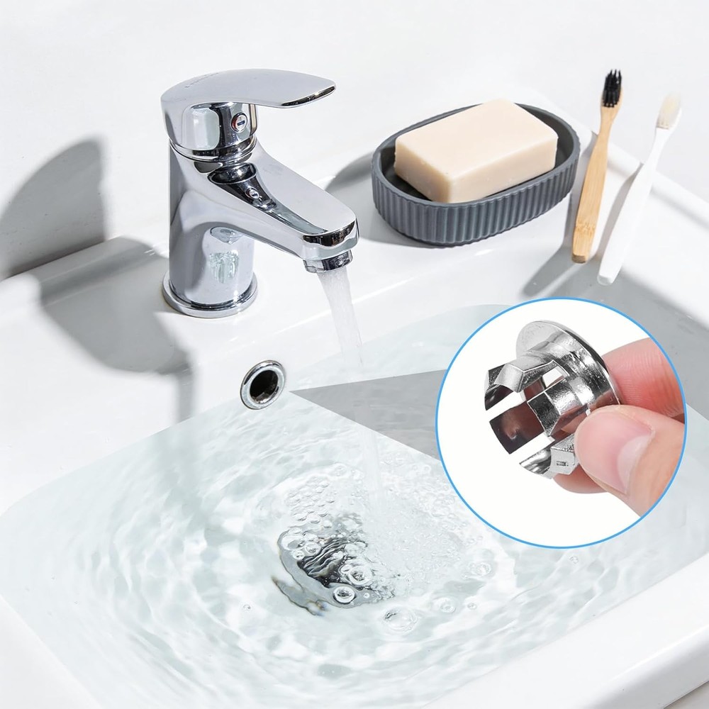 Sink Overflow Ring, 4-Pack Universal Fit Chrome Basin Trim Ring – Easy Install