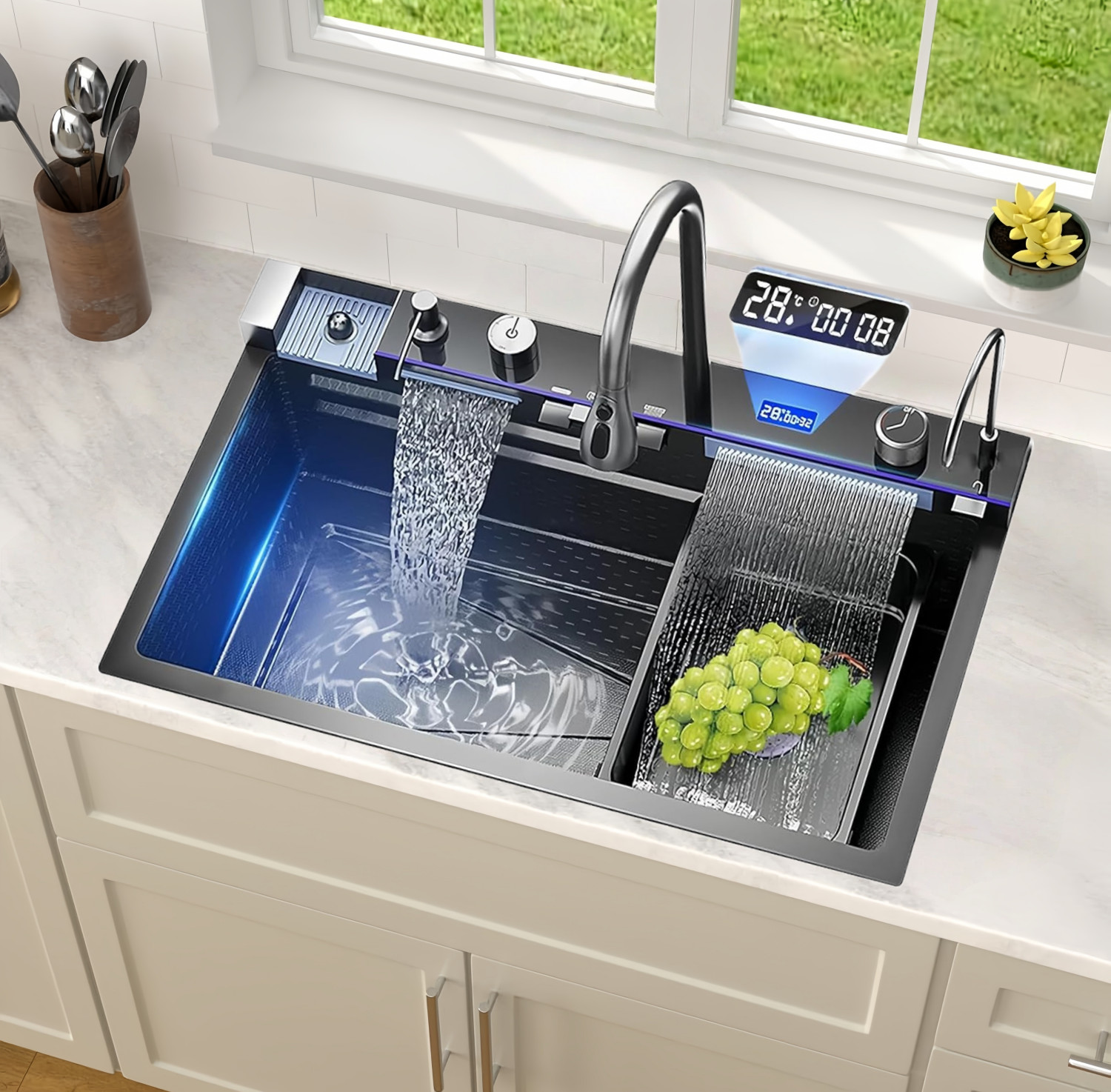 Stainless Steel Kitchen Sink Drop-in /Top Mount Sink Single Bowl Workstation Kit