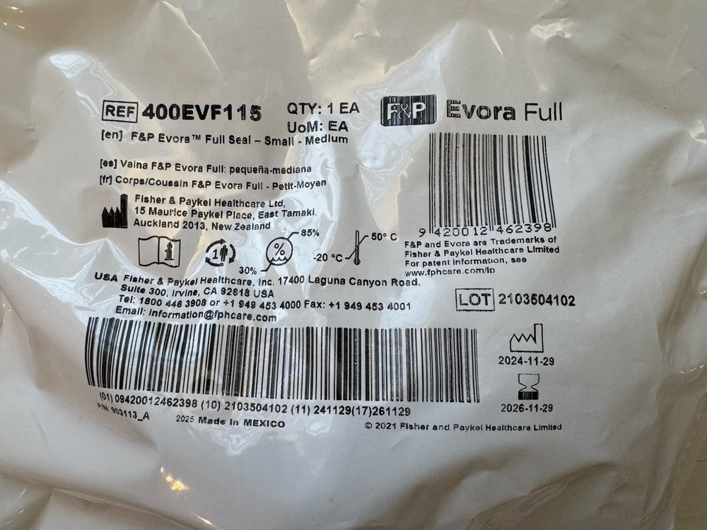 F&P Evora Full Seal (Small-Medium) 400EVF115 CPAP
