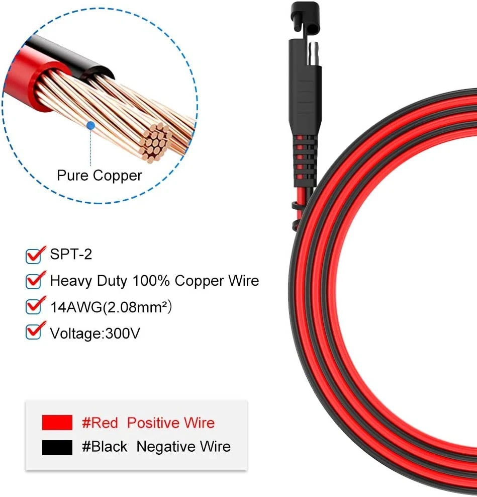 ELECTOP 15Feet SAE to SAE Extension Cable, Quick Connect Disconnect SAE Power Co