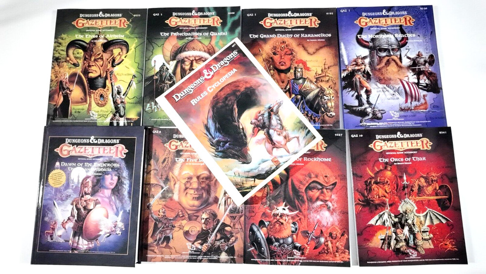 BUNDLE 1 BECMI Rules Cyclopedia + Gazetteer Basic Dungeons Dragons 9 Books