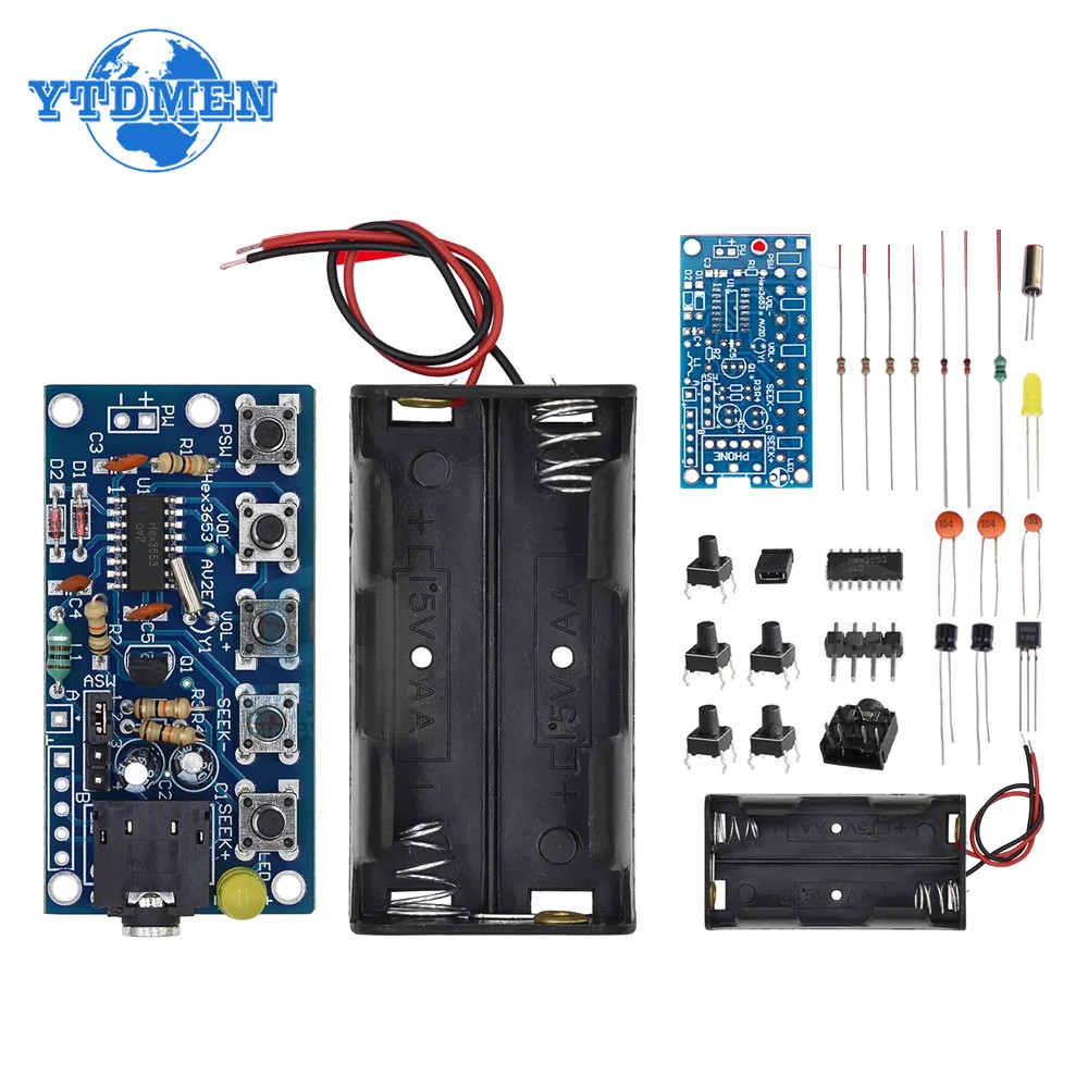 76-108MHz Wireless FM Radio Receiver Module 1.8-3.6V DIY Stereo PCB Kit
