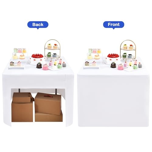 Pack Open Back Fitted Tablecloth Square 34x34 Inch, 34" x 34" (Square) 2 White