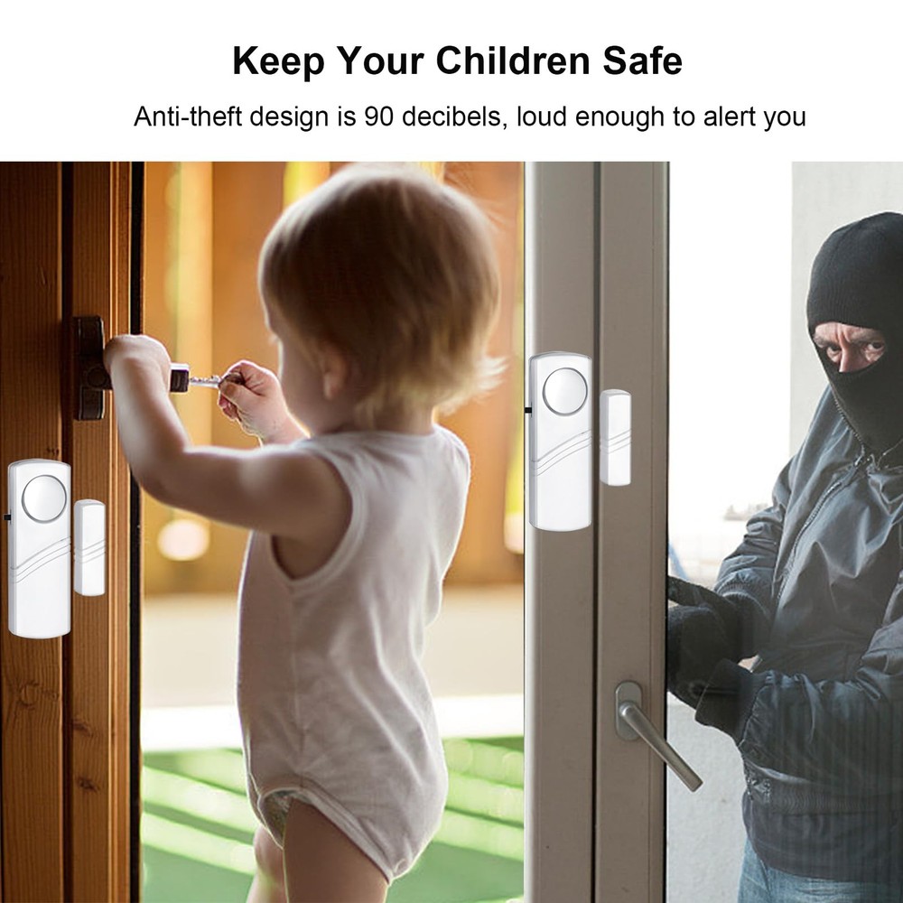 Security Door Window Alarm, Wireless Sensor Burglar white