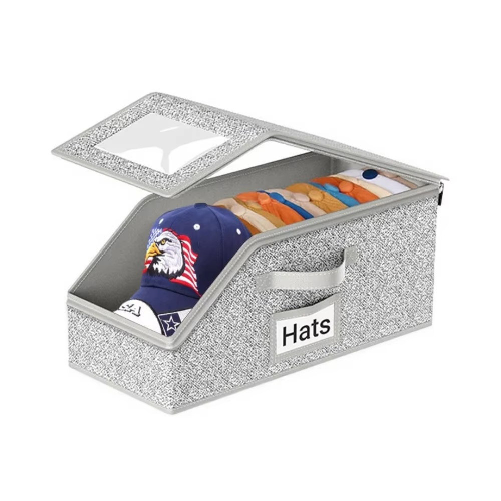 1/2x Stackable Hat Storage Organizer for Baseball Caps 24 Caps Hat Box with Lid