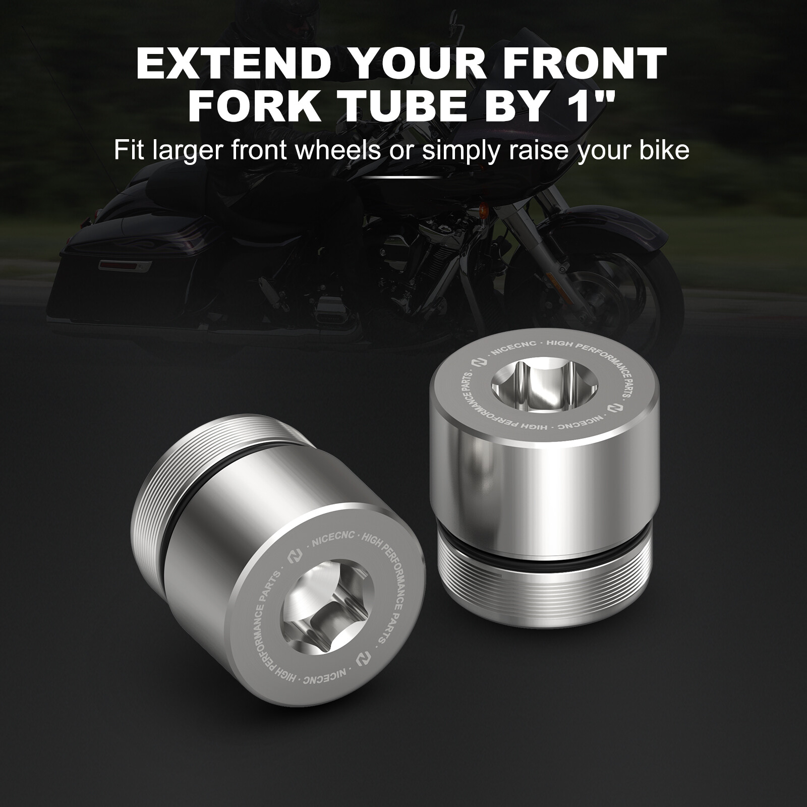 Stainless Steel 49mm Front Fork Tube Extension For Harley Street Glide FLHX