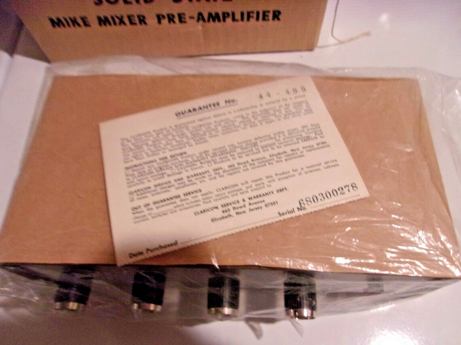 Rare Vintage Claricon Solid State Mike Mixer Preamplifier Audio New Old Stock