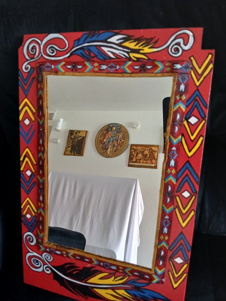 handpainted Red Native mirror