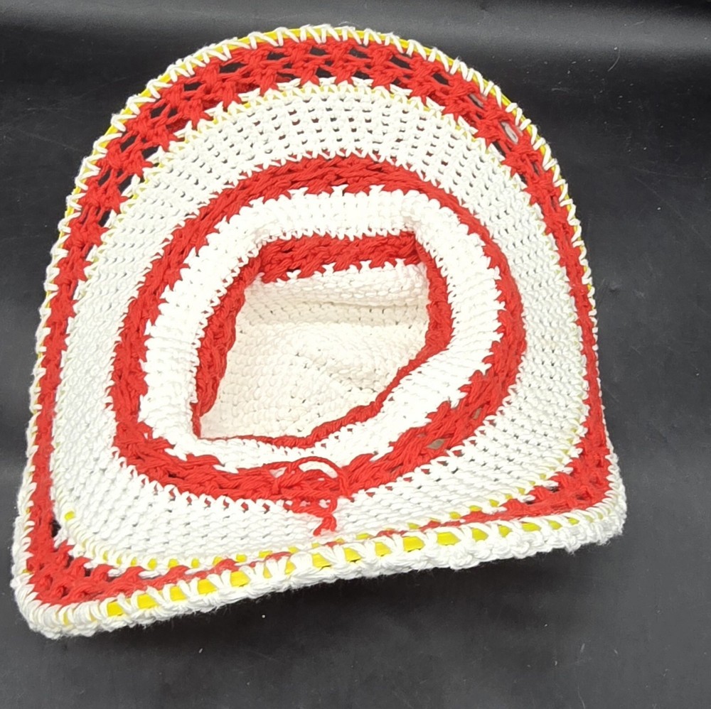 Handmade Crocheted Hat Red White