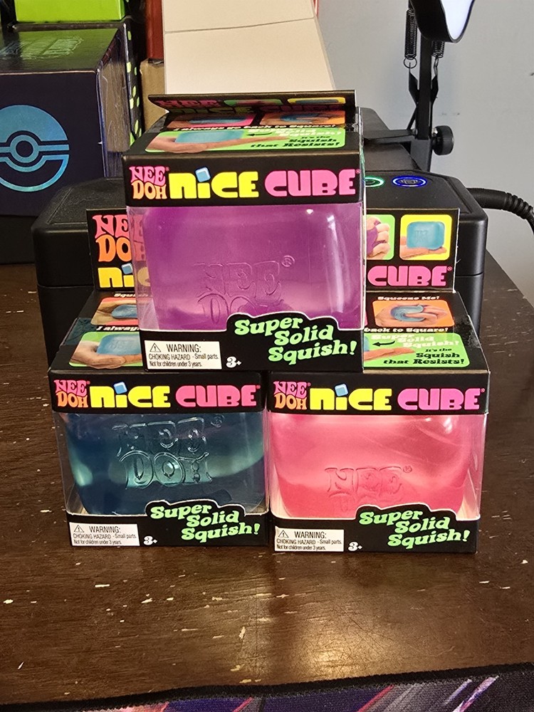 Nee Doh Nice Cube - Super Solid Squish 3pc Set (Blue, Pink, Purple) *SHIPS FREE*