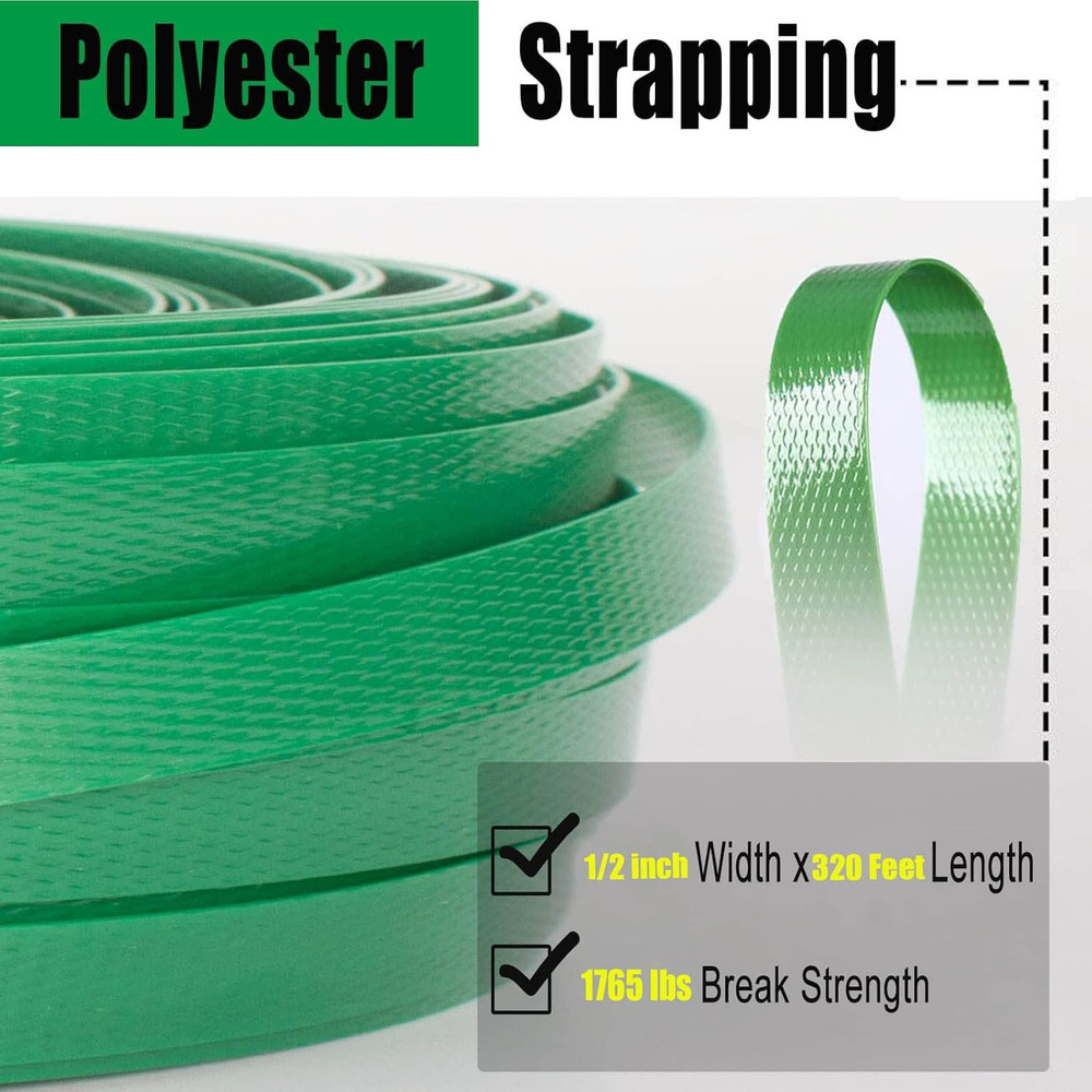 Packaging 1/2" X 320’ Polyester (PET) Strapping, 1765 Lbs Break Strength, Afford