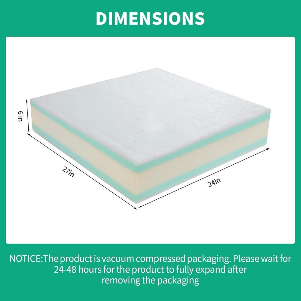 Memory Foam Couch Cushion Replacement High Density Upholstery Foam Wrapped