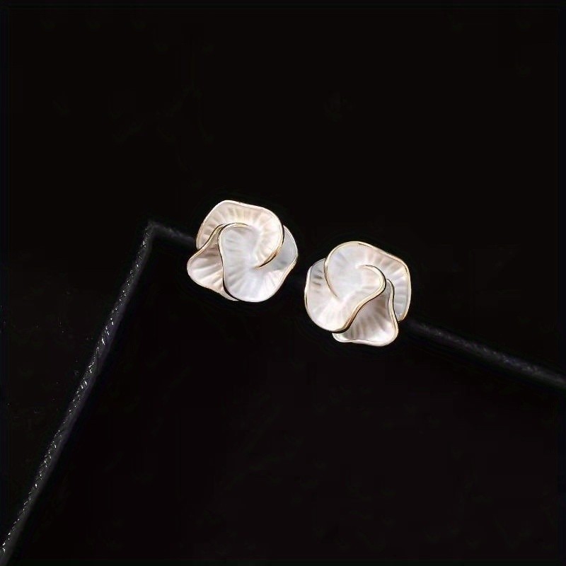 Women's Elegant Drip Glaze Camellia Ear Studs Simple Flower Earrings Alloy