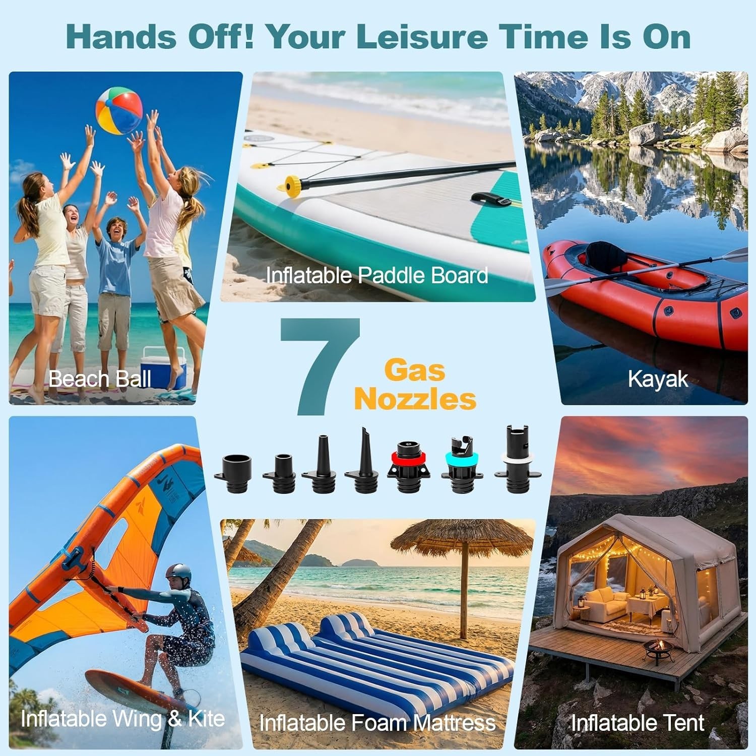 22PSI Rechargeable Electric SUP Air Pump | Inflator for Paddle Board, boat, tent