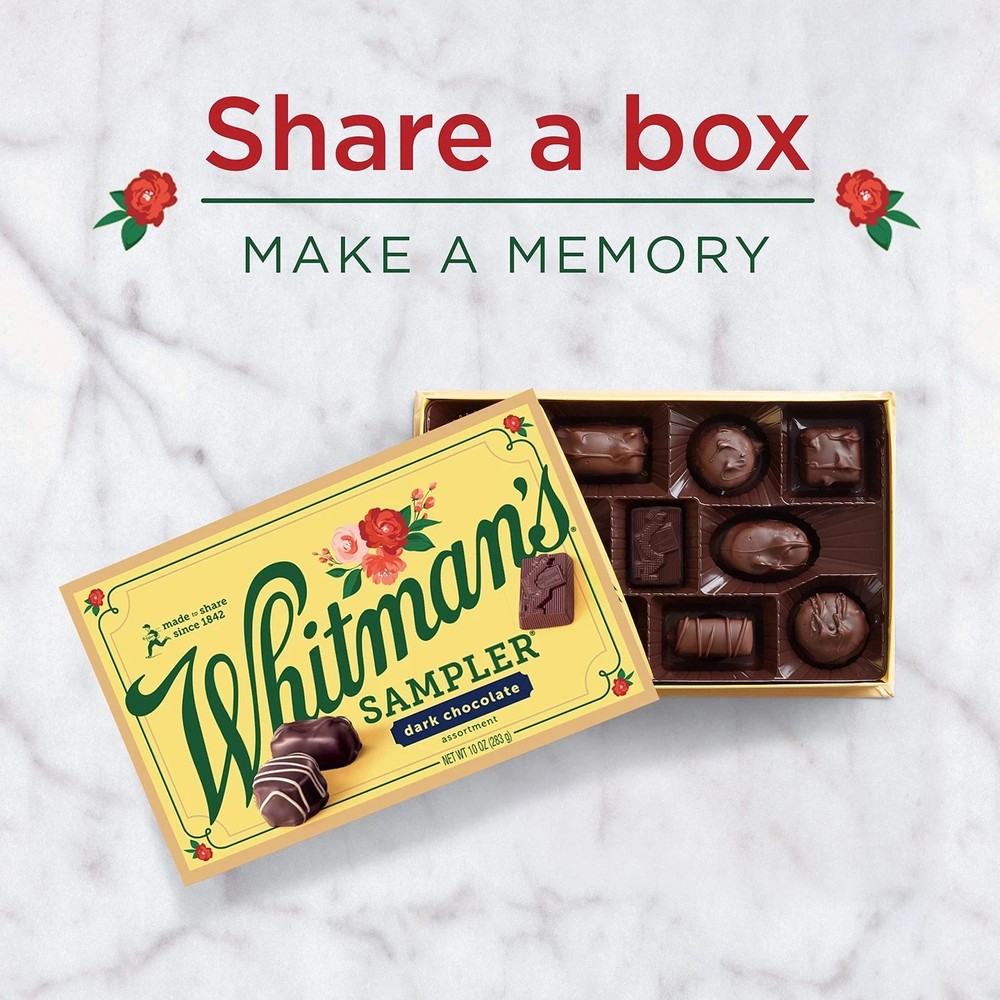 Whitman's Sampler Dark Chocolate Assortment 10 Ounce, BB 01/OCT/26