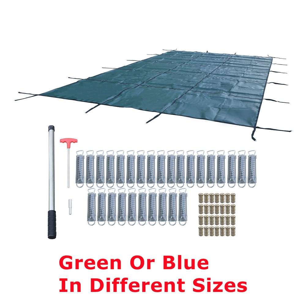 Pool Safety Cover Includes Safety Net & Installation Tools Mesh Solid Pool Cover