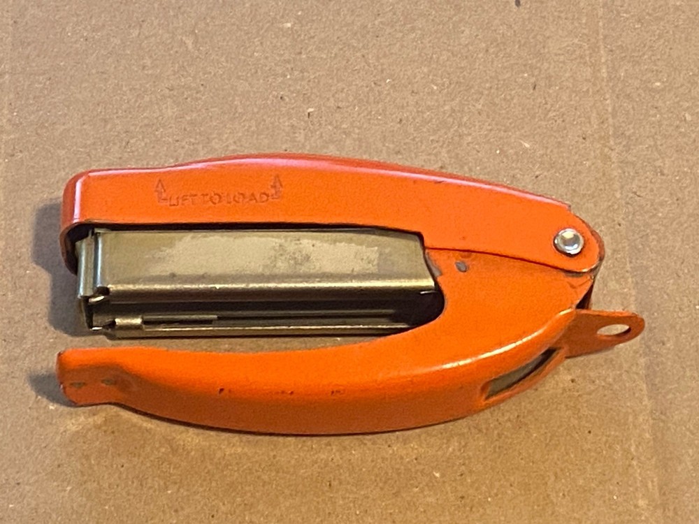 Vtg Orange Swingline Cub Plier 4” Stapler