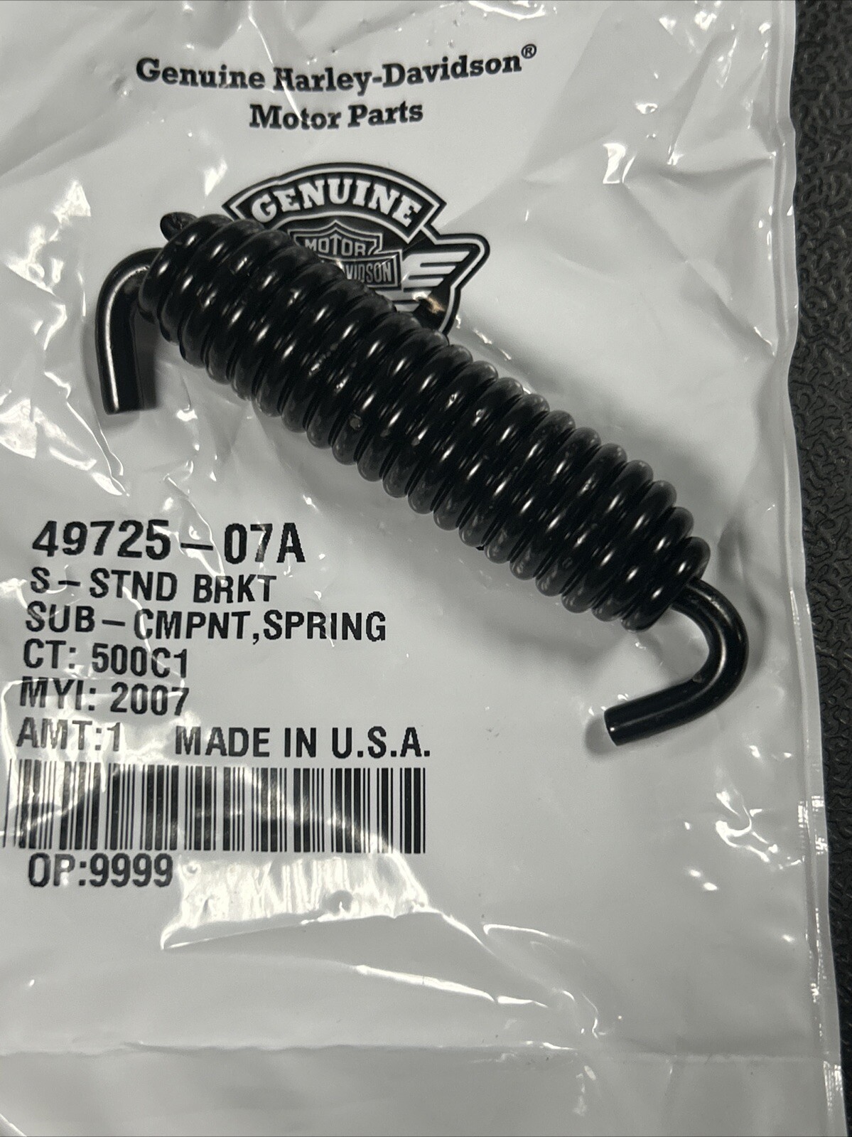 HARLEY-DAVIDSON OEM Side Jiffy Kick Stand Spring For 07+ Softail Touring