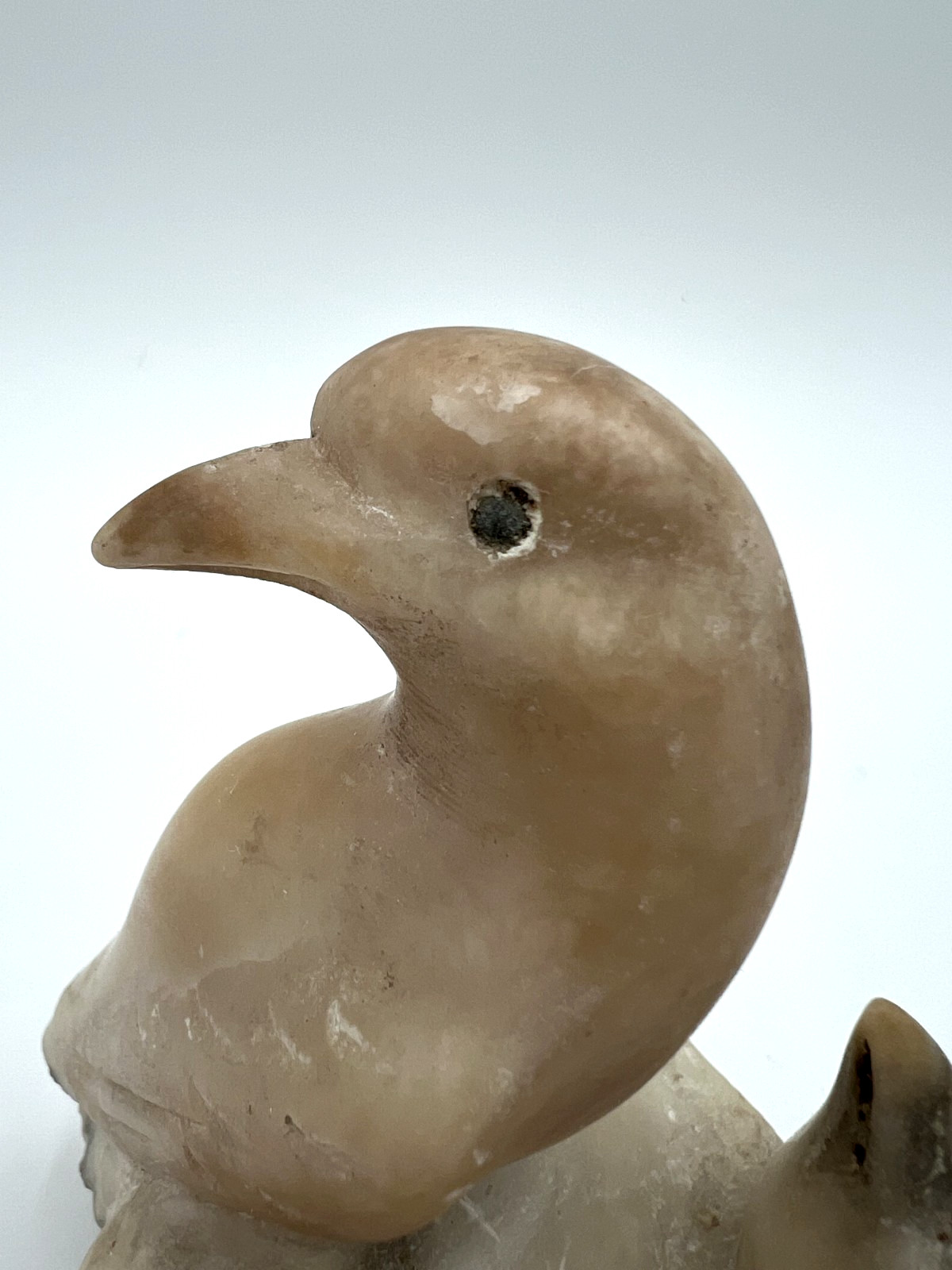 Vintage Onyx Alabaster Marble Bird Figurine Dish Carved Stone Sparrow Ashtray