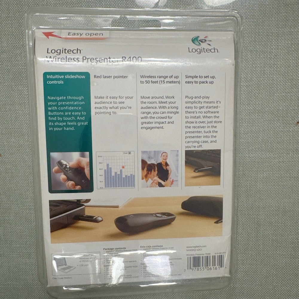 Logitech R400 Laser Presentation Remote Control Black - New (Sealed)