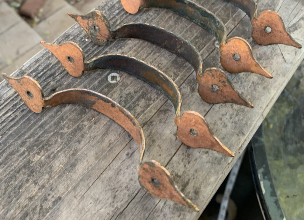 Hammered Copper Drawer Pulls Handles Rustic Farmhouse Style Set-5 with Patina