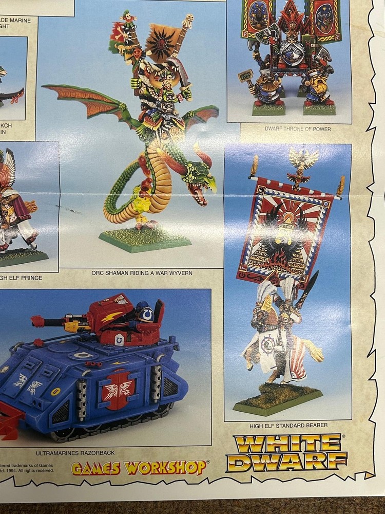WARHAMMER CITADEL COLOUR WHITE DWARF POSTER 1994 - GAMES WORKSHOP