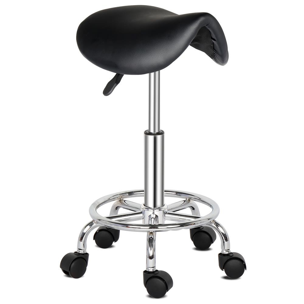 Portable Rolling Garage Stool Adjustable Mechanic Work Shop Salon Stool Black