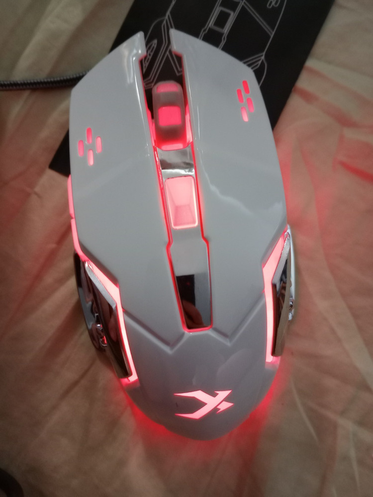 White Lenrue G3 Wired Gaming Mouse, Wired Optical Mouse LED lighting function